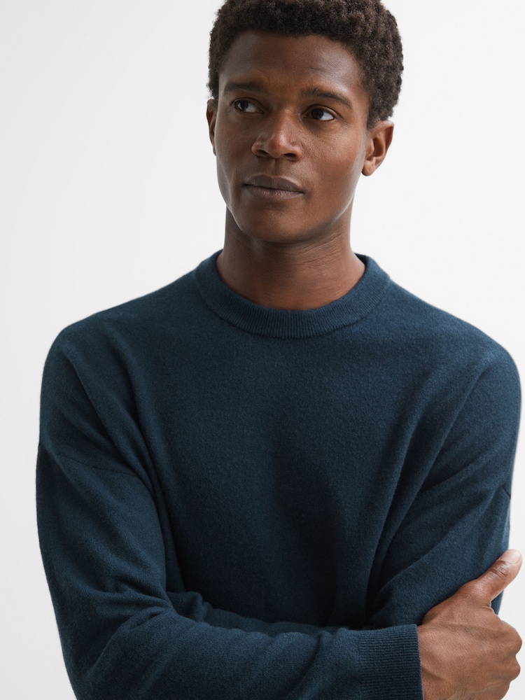 Reiss Petrol Blue Putney Wool Crew Neck Jumper - Image 1 of 5