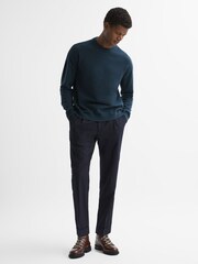 Reiss Petrol Blue Putney Wool Crew Neck Jumper - Image 4 of 5