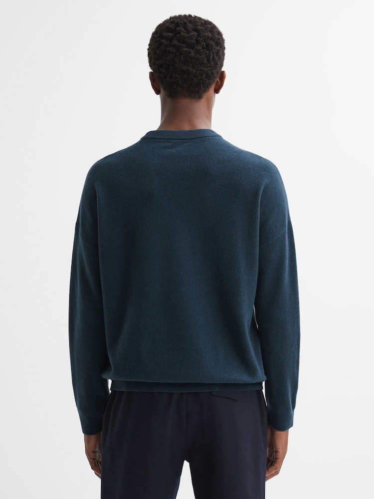 Reiss Petrol Blue Putney Wool Crew Neck Jumper - Image 5 of 5
