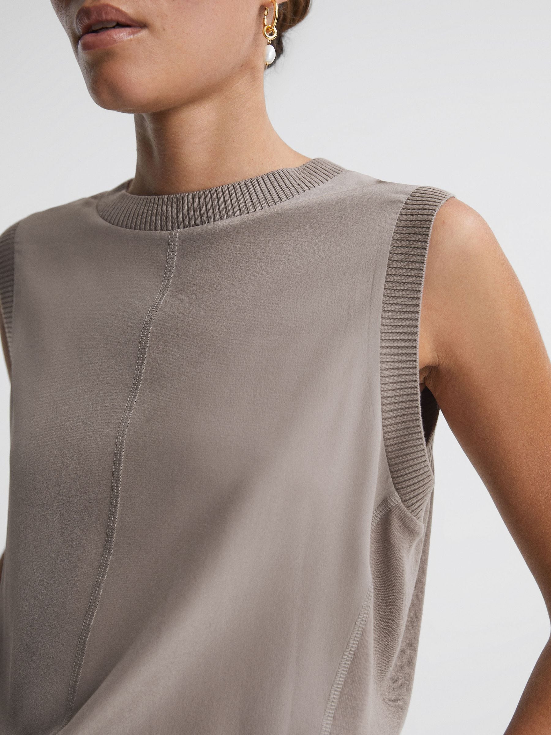 Buy Reiss Taupe Dotty Silk Front Crew Neck Vest from Next USA
