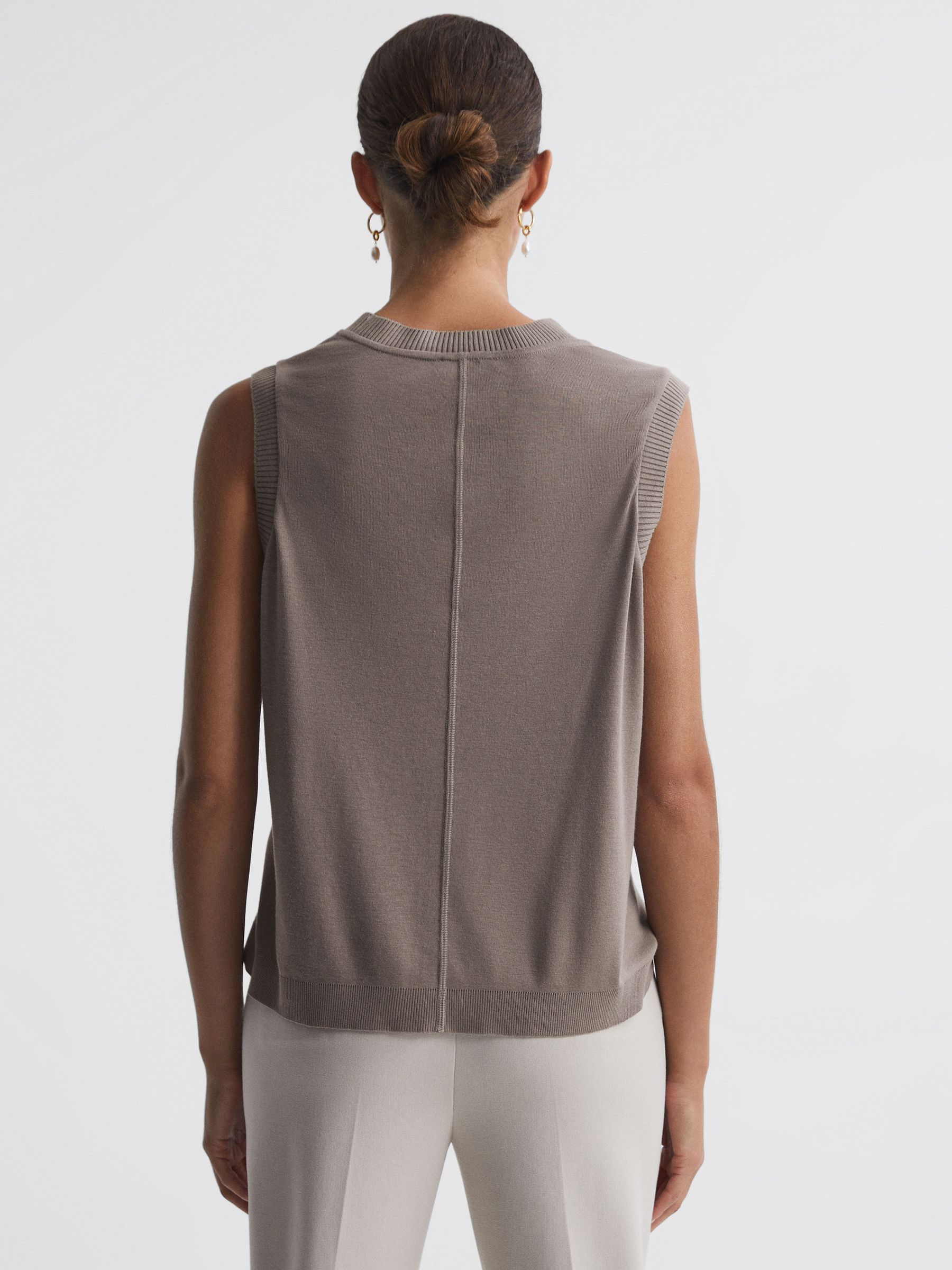 Buy Reiss Taupe Dotty Silk Front Crew Neck Vest from Next USA