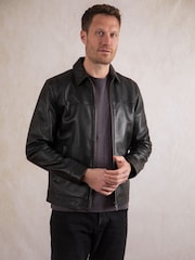 Lakeland Leather Black Navy Renwick Collared Leather Jacket" - Image 1 of 11