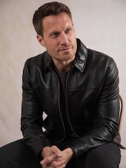 Lakeland Leather Black Navy Renwick Collared Leather Jacket" - Image 2 of 11
