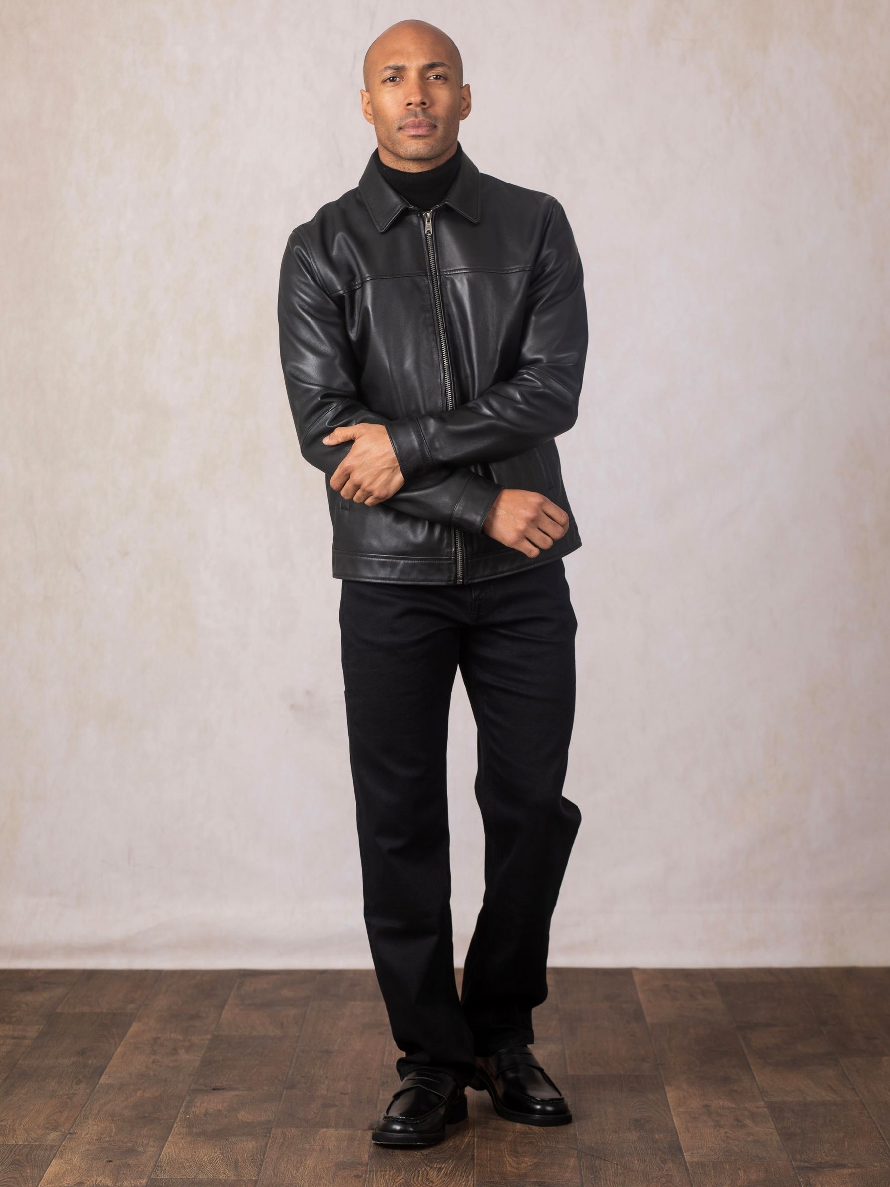 Buy Lakeland Leather Black Renwick Collared Leather Jacket from