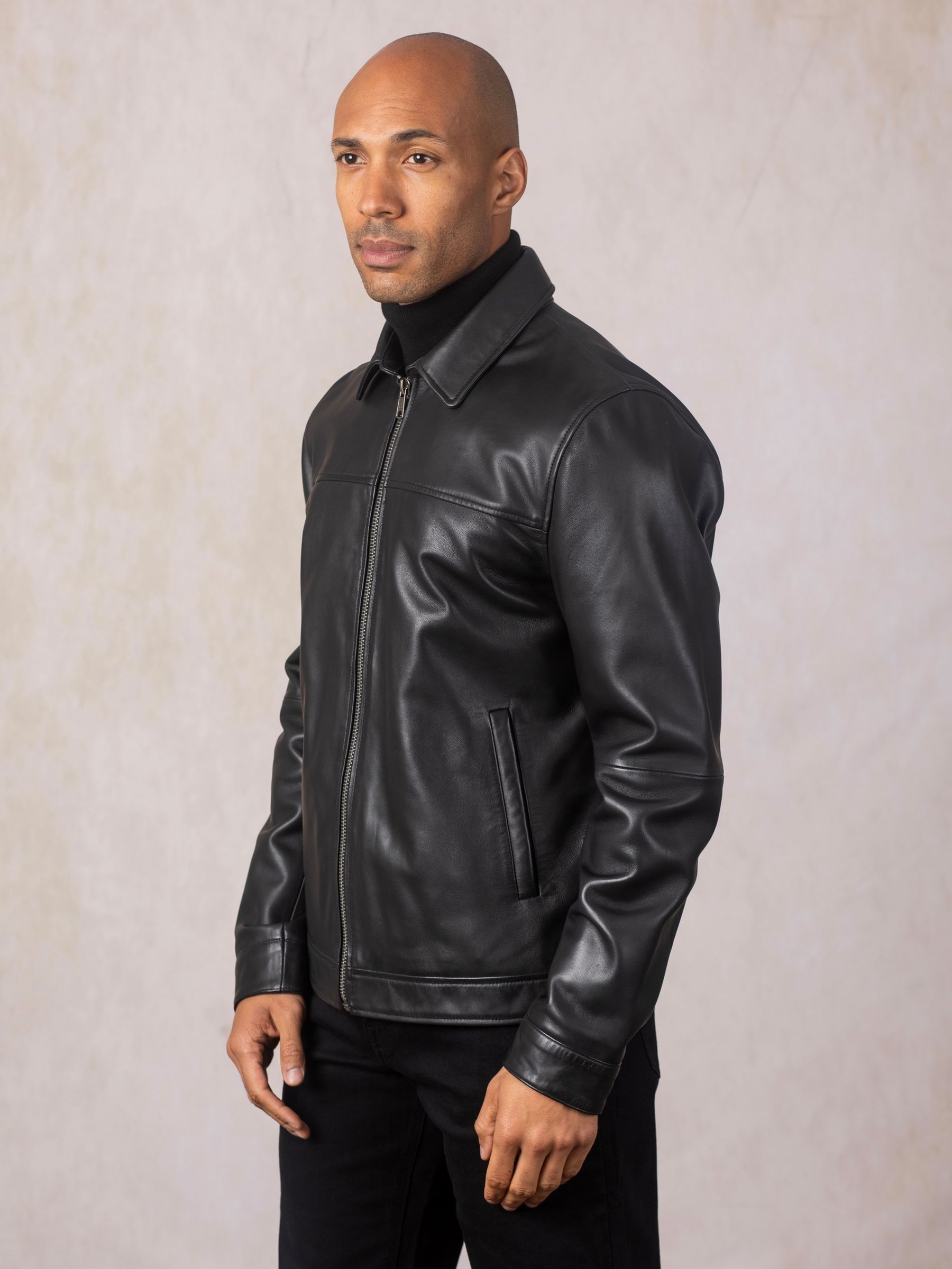 Buy Lakeland Leather Black Renwick Collared Leather Jacket from
