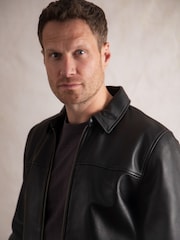 Lakeland Leather Black Navy Renwick Collared Leather Jacket" - Image 5 of 11