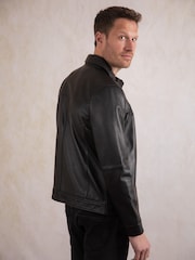 Lakeland Leather Black Navy Renwick Collared Leather Jacket" - Image 7 of 11