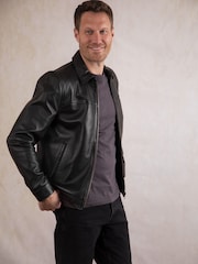 Lakeland Leather Black Navy Renwick Collared Leather Jacket" - Image 8 of 11