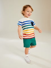 Rainbow Pocket Vertical Stripe Short Sleeve 100% Cotton T-Shirt (3mths-7yrs) - Image 1 of 4