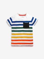Rainbow Pocket Vertical Stripe Short Sleeve 100% Cotton T-Shirt (3mths-7yrs) - Image 2 of 4