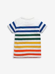 Rainbow Pocket Vertical Stripe Short Sleeve 100% Cotton T-Shirt (3mths-7yrs) - Image 3 of 4