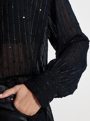 Black Sequin Long Sleeve  Shirt - Image 4 of 7