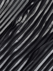 Silver Metallic Stripe Long Sleeve Belted Midi Dress - Image 6 of 6