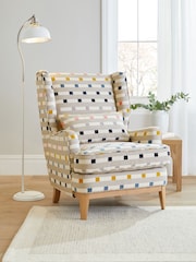 Chunky Stripe Geo Grey Elswick Highback Armchair - Image 1 of 9