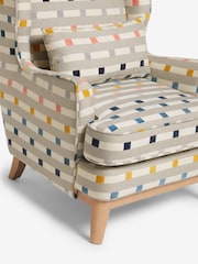 Chunky Stripe Geo Grey Elswick Highback Armchair - Image 8 of 9