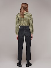 Whistles Black 100% Cotton Authentic Hollie Button Crop Jeans - Image 2 of 5