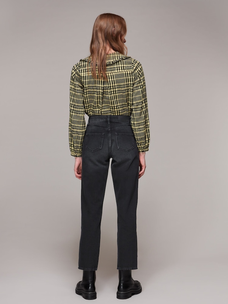 Whistles Black 100% Cotton Authentic Hollie Button Crop Jeans - Image 2 of 5