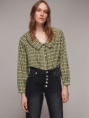 Whistles Black 100% Cotton Authentic Hollie Button Crop Jeans - Image 3 of 5