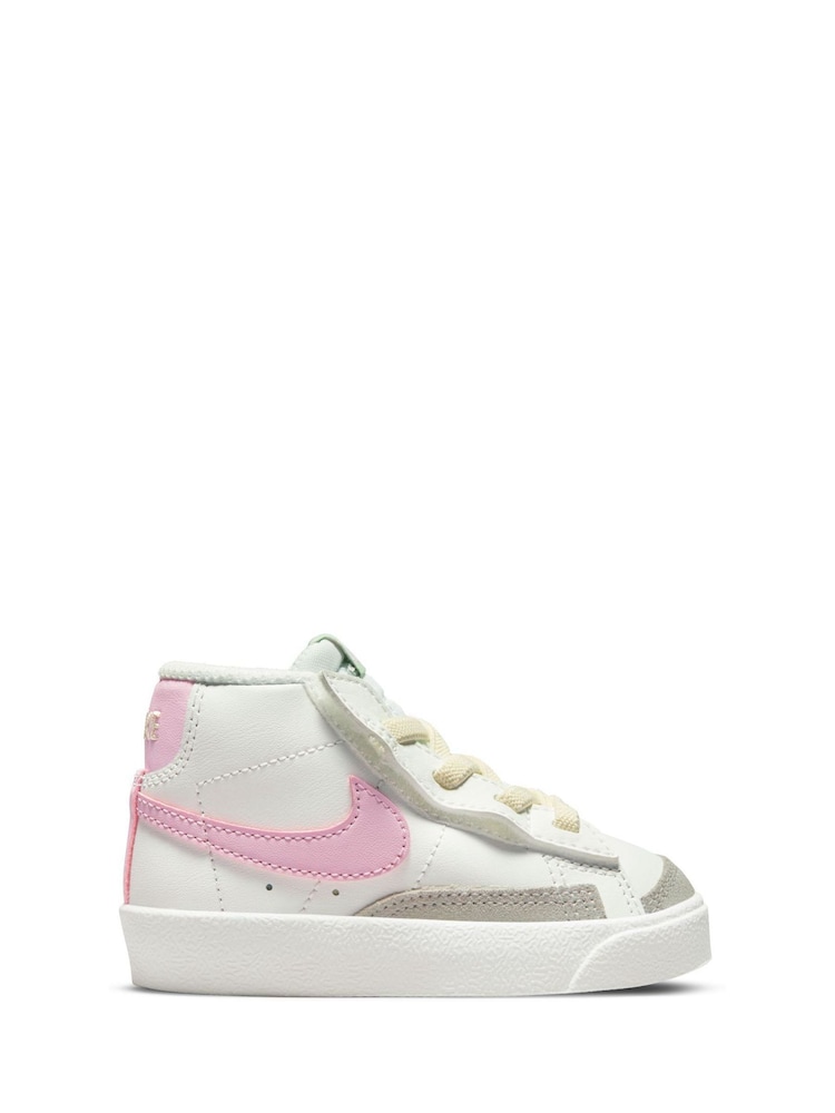 Nike White/Pink Blazer 77 Mid Infant Trainers - Image 1 of 10