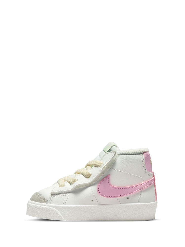 Nike White/Pink Blazer 77 Mid Infant Trainers - Image 4 of 10