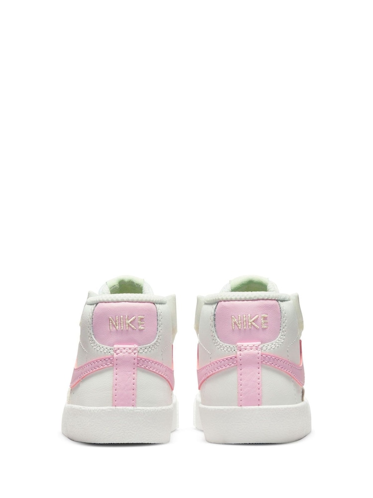 Nike White/Pink Blazer 77 Mid Infant Trainers - Image 7 of 10