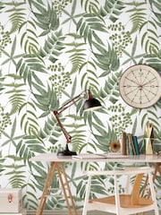 Graham & Brown Lush Fern Green Midsummer 10M Wallpaper - Image 1 of 3