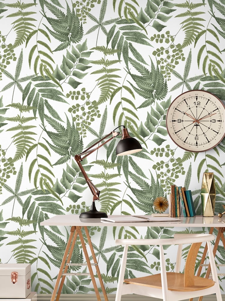 Graham & Brown Lush Fern Green Midsummer 10M Wallpaper - Image 1 of 3