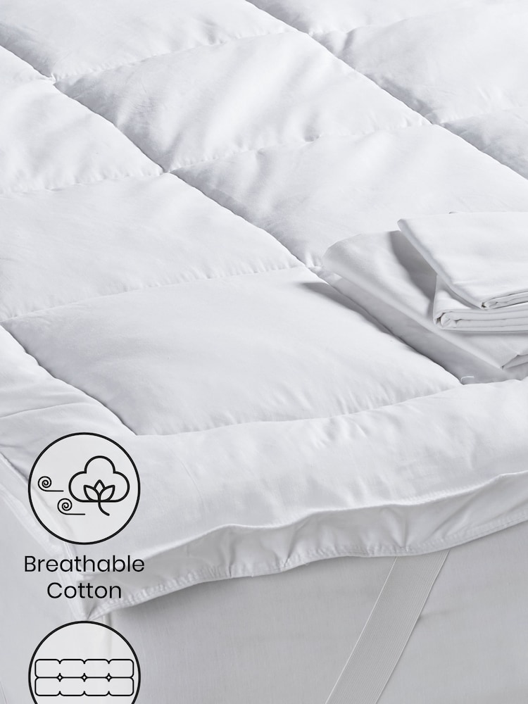 White Fresh 100% Cotton Mattress Topper - Image 2 of 2