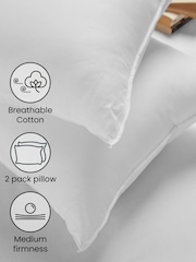 Set of 2 Medium 100% Cotton Breathable Cotton Pillows - Image 2 of 2