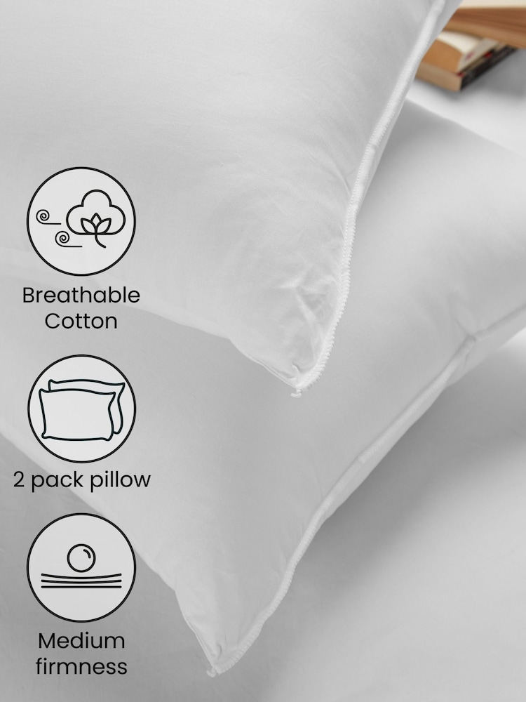 Set of 2 Medium 100% Cotton Breathable Cotton Pillows - Image 2 of 2