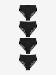 Black High Rise High Leg Lace Knickers 4 Pack - Image 1 of 5
