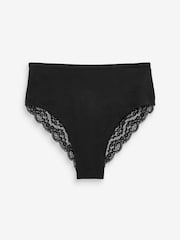 Black High Rise High Leg Lace Knickers 4 Pack - Image 2 of 5