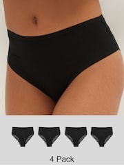 Black High Rise High Leg Lace Knickers 4 Pack - Image 3 of 5