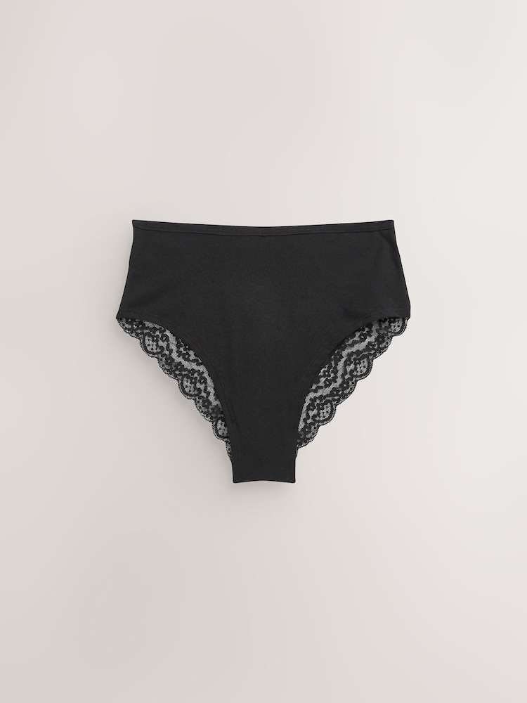 Black High Rise High Leg Lace Knickers 4 Pack - Image 8 of 8