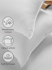 Set of 2 Soft 100% Cotton Breathable Cotton Pillows - Image 2 of 2