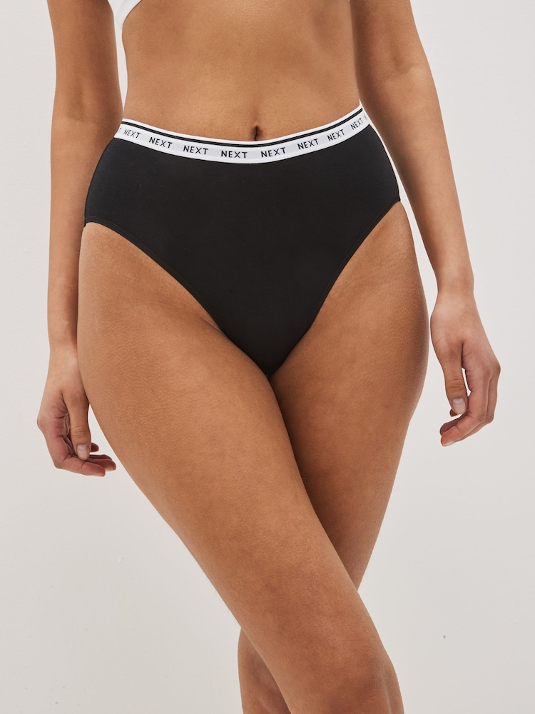 Black High Rise High Leg Logo Knickers 4 Pack - Image 2 of 5