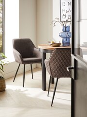 Set of 2 Monza Faux Leather Peppercorn Brown Hamilton Black Leg Quilted Dining Chairs - Image 1 of 9