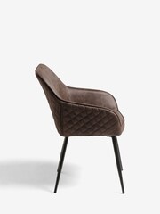 Set of 2 Monza Faux Leather Peppercorn Brown Hamilton Black Leg Quilted Dining Chairs - Image 6 of 9