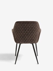 Set of 2 Monza Faux Leather Peppercorn Brown Hamilton Black Leg Quilted Dining Chairs - Image 7 of 9