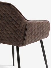 Set of 2 Monza Faux Leather Peppercorn Brown Hamilton Black Leg Quilted Dining Chairs - Image 8 of 9