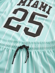 Mint Green Miami Mesh Vest and Shorts Set (3-16yrs) - Image 3 of 3