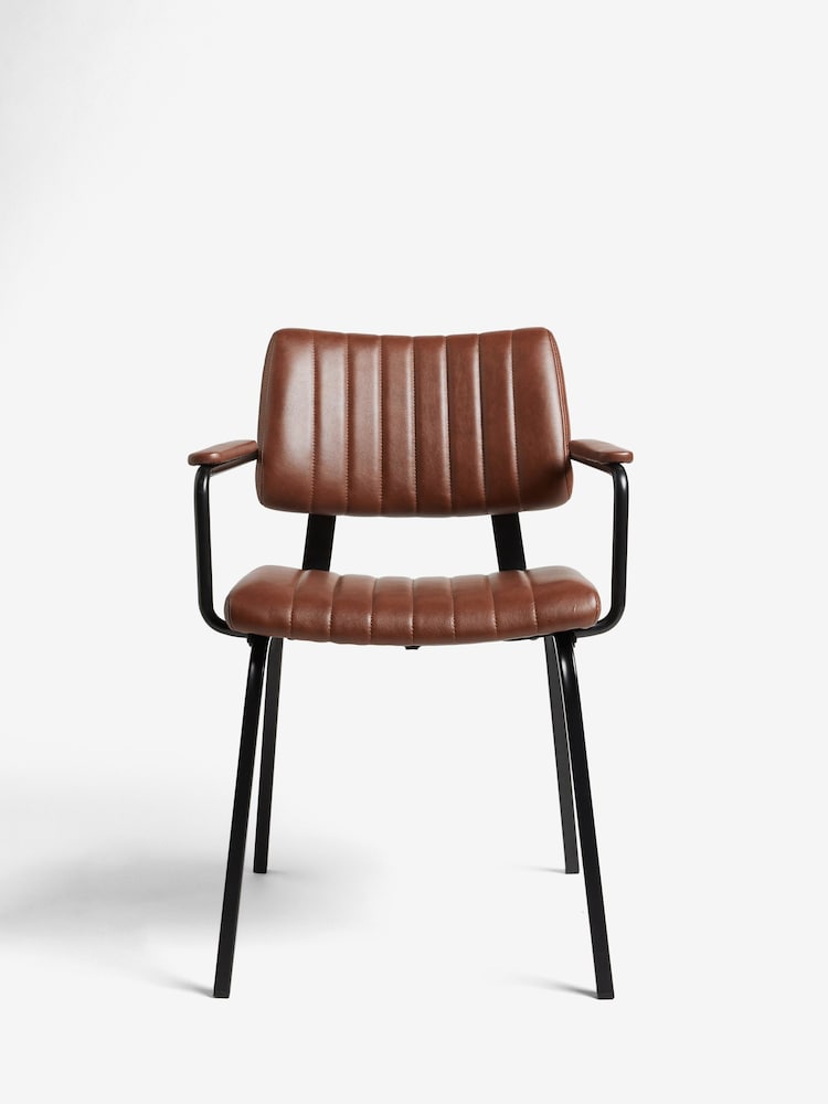 Set of 2 Faux Leather Tan Brown Aiden Black Leg Dining Chairs - Image 2 of 7