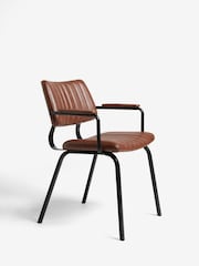 Set of 2 Faux Leather Tan Brown Aiden Black Leg Dining Chairs - Image 3 of 7