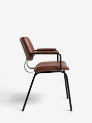 Set of 2 Faux Leather Tan Brown Aiden Black Leg Dining Chairs - Image 4 of 7