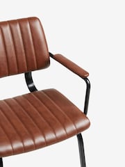Set of 2 Faux Leather Tan Brown Aiden Black Leg Dining Chairs - Image 6 of 7