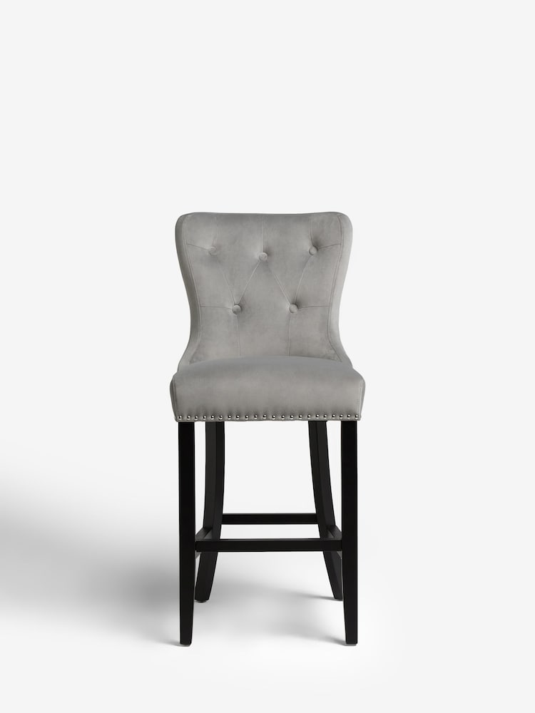 Soft Velvet Mid Grey Blair Kitchen Bar Stool - Image 2 of 8