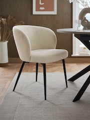 Set of 2 Casual Bouclé Oyster Otis Carver Dining Chairs - Image 1 of 9