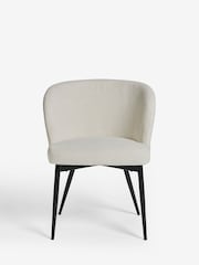 Set of 2 Casual Bouclé Oyster Otis Carver Dining Chairs - Image 3 of 9