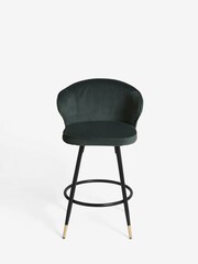 Soft Velvet Dark Grey Piano Carver Bar Stool - Image 2 of 8