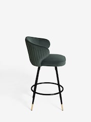 Soft Velvet Dark Grey Piano Carver Bar Stool - Image 4 of 8